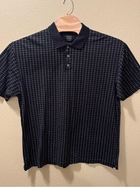 Men’s XL Cotton Traders Sport Black 100% Mercerized Cotton Check Polo Shirt